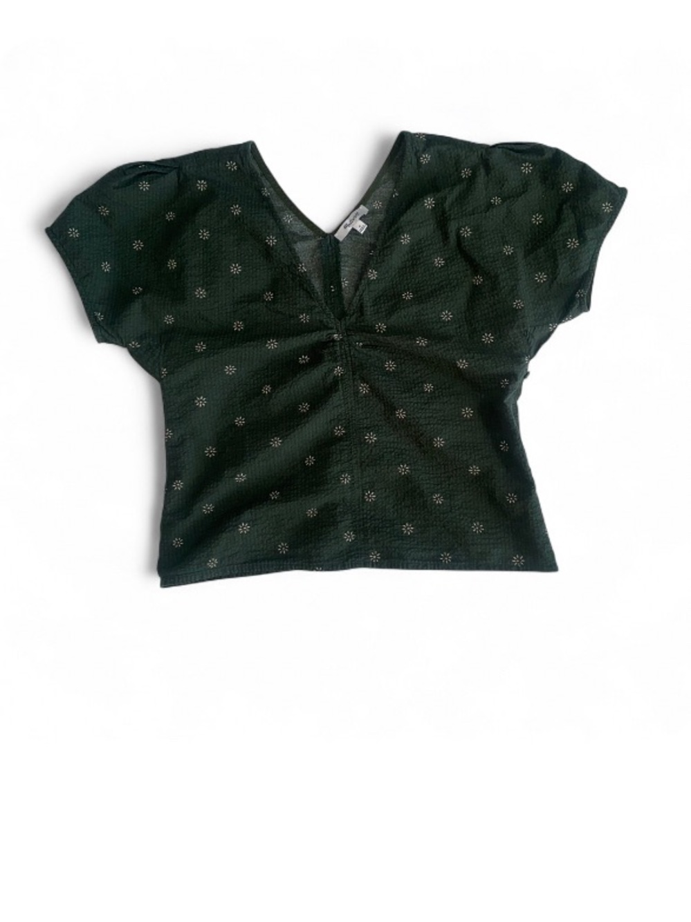 Madewell Voile Green Floral Puff Sleeve Top